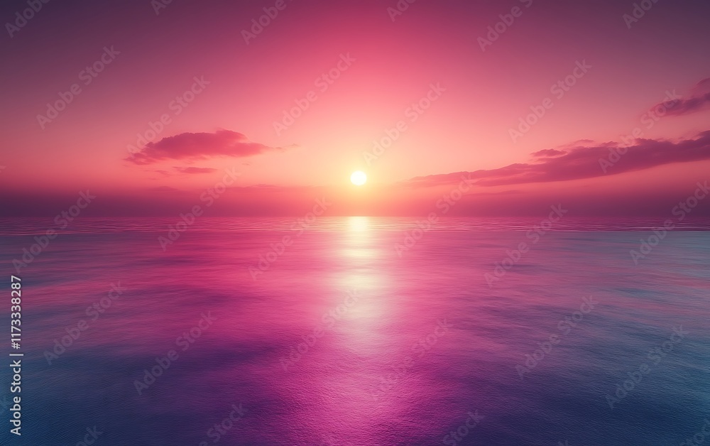 Naklejka premium Pink sunset over calm ocean. (8)