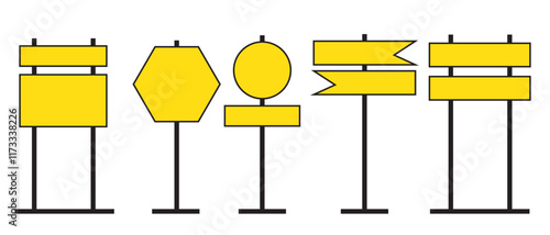 Print Road signs icon. Street board symbol. Traffic signpost signs. Direction highway symbols. Signage icons. Blue color.