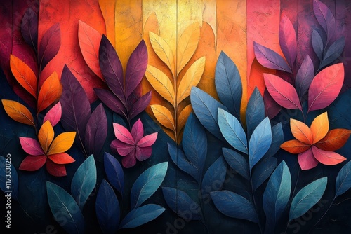 Wallpaper Mural Colorful foliage arrangement with vibrant hues and artistic design in warm light Torontodigital.ca