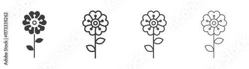 Wild rose icon flat and linear vector illustration on white background.