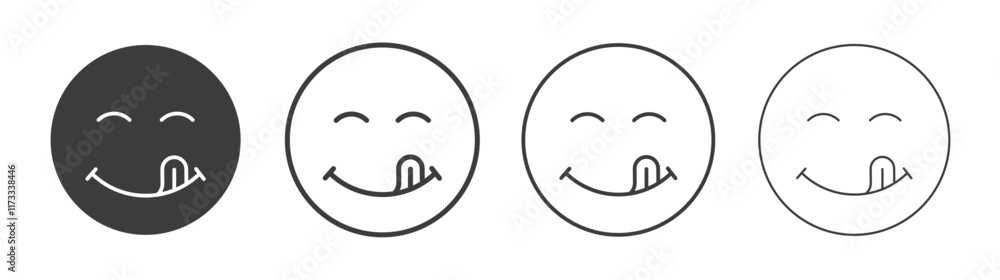 Yummy smile emoji icon flat and linear vector illustration on white background. Yummy smile emoji icon flat and linear vector illustration on white background.
