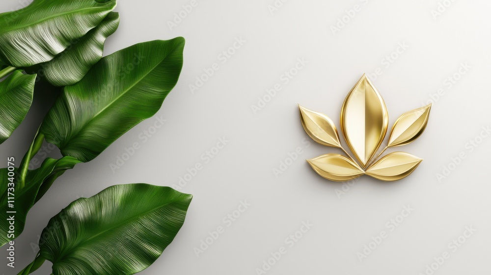 Fototapeta premium Meditative lotus flower minimalist studio graphic design calm close-up