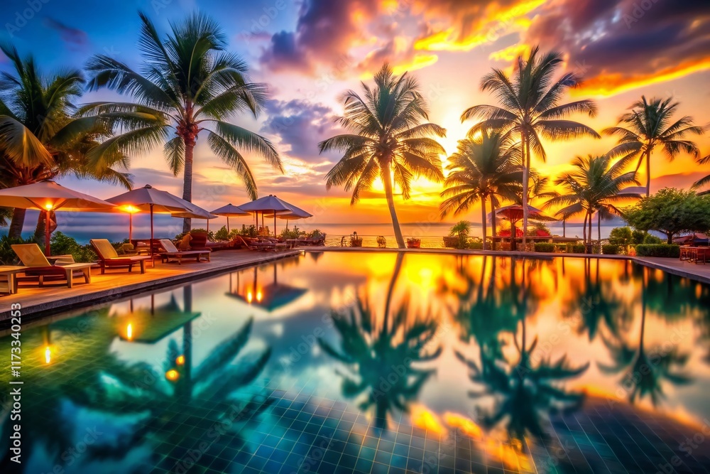 Fototapeta premium Luxurious Summer Vacation: Tropical Paradise Long Exposure Photography