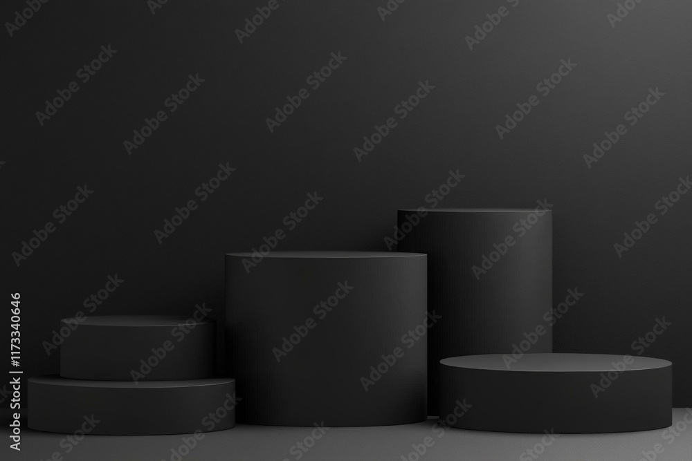 Abstract Dark Black Geometric Cylindrical Display Stand Abstract Dark Black Geometric Cylindrical Display Stand