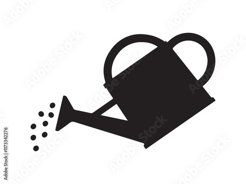 Watering can silhouette icon vector on white background
