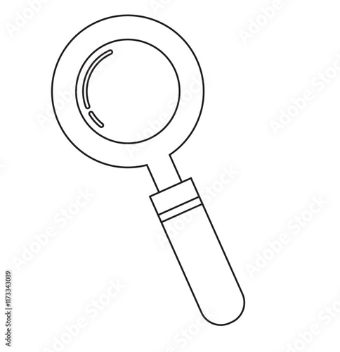 Print Search icon. Magnifying glass vector illustration. Explore and discover symbol. Zoom and enlarge sign. Magnifier pictogram.