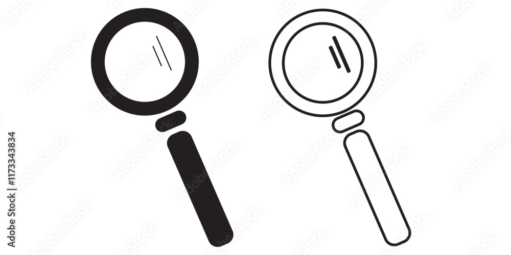 Print Magnifying glass icon in line style and flat. magnifier or loupe sign isolated on transparent background, Search symbol. 1176 Print Magnifying glass icon in line style and flat. magnifier or loupe sign isolated on transparent background, Search symbol. 1176