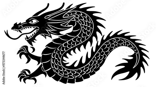 silhouette of dragon, dragon vector