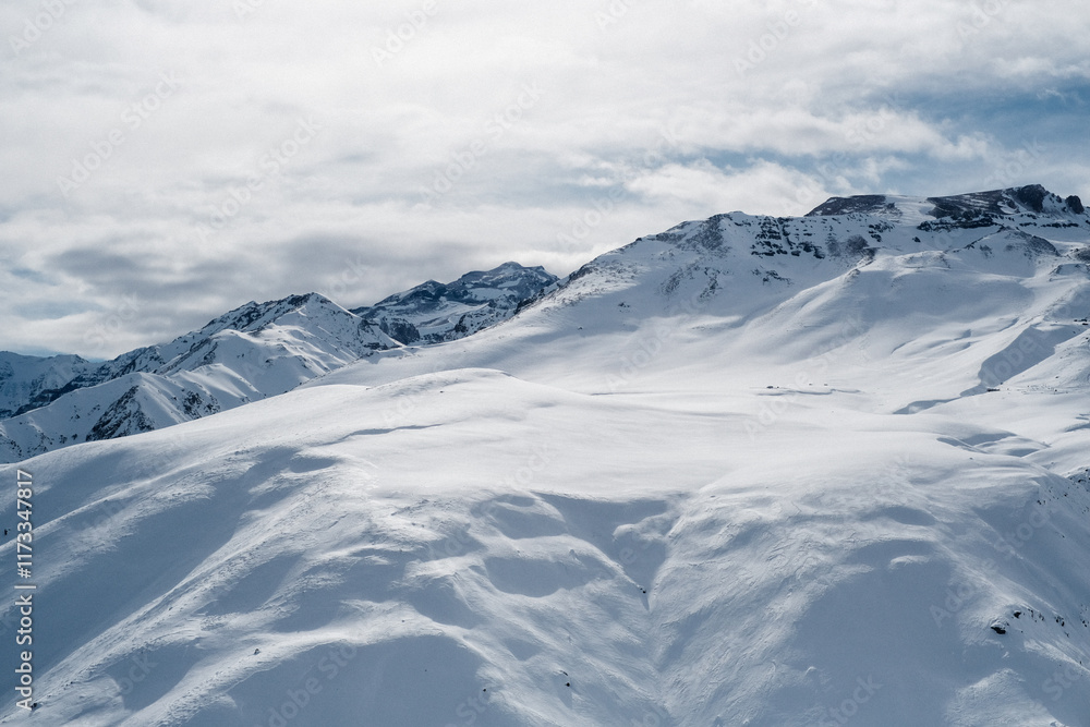 Dramatic snowy mountain landscape, Chile Dramatic snowy mountain landscape, Chile
