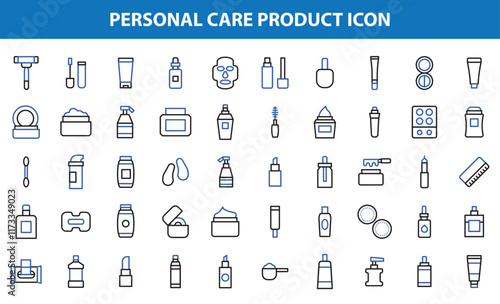 Personal care products set for face or body skin and hair hygiene vector