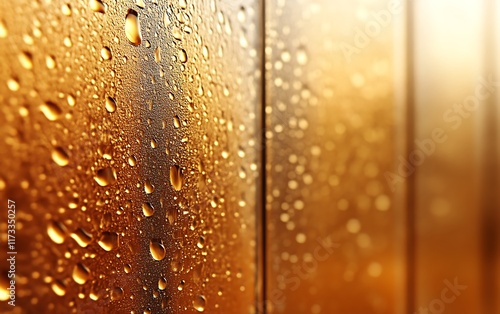 Golden surface with water droplets. photo