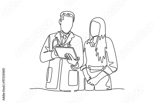 Patient Dynamic concept. Single line draw design vector graphic illustration.