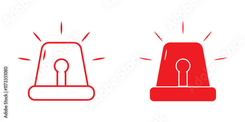 Print Emergency siren icon. Ambulance emergency siren icons set. Alert light bulb icons collection.
