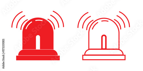 Print  ambulance siren icon set with outline