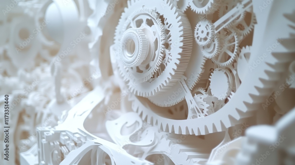 Paper-cut gears meshing in a complicated mechanical structure. paper cut Art Style 3d background Paper-cut gears meshing in a complicated mechanical structure. paper cut Art Style 3d background