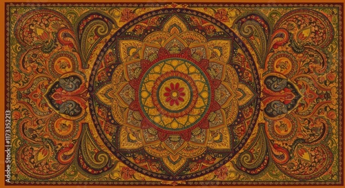 Mandala pattern art abstract flower in colorful background illustration