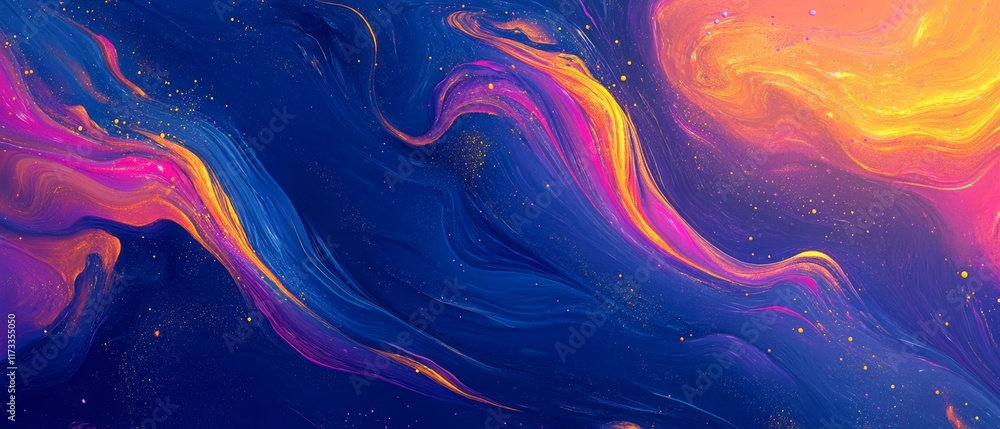 A colorful swirl of paint with a blue and orange background A colorful swirl of paint with a blue and orange background