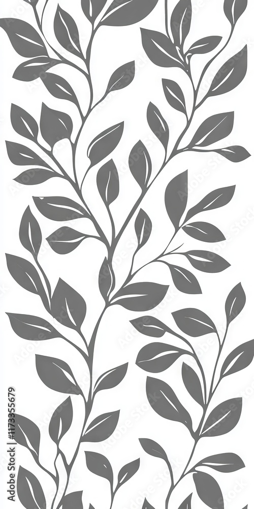 Stylish seamless pattern featuring gray leaves on a white background, perfect for textiles, wallpapers, and digital designs. Stylish seamless pattern featuring gray leaves on a white background, perfect for textiles, wallpapers, and digital designs.