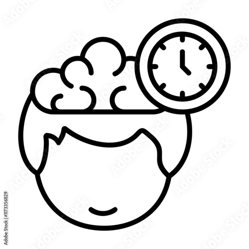 Time Human Mind Outline Style Icon