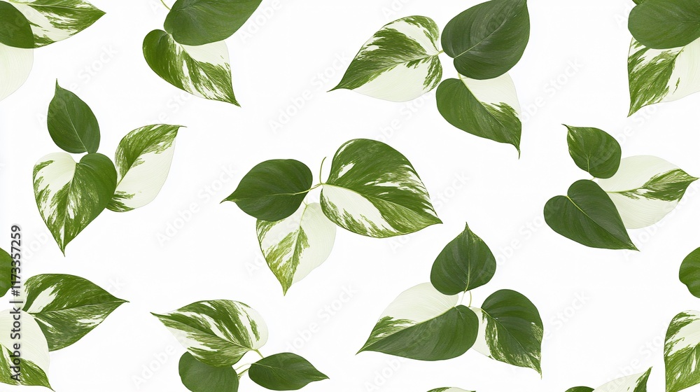 Fototapeta premium Vibrant Green and White Variegated Leaves Pattern