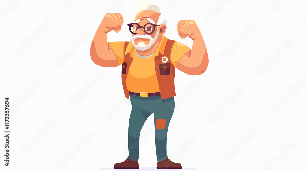 Vaccinated Old Positive Senior Character with Patch Vaccinated Old Positive Senior Character with Patch
