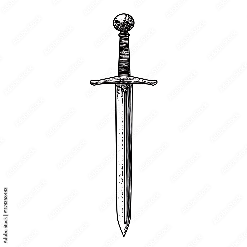 A sketched medieval sword with handle and guard. A sketched medieval sword with handle and guard.