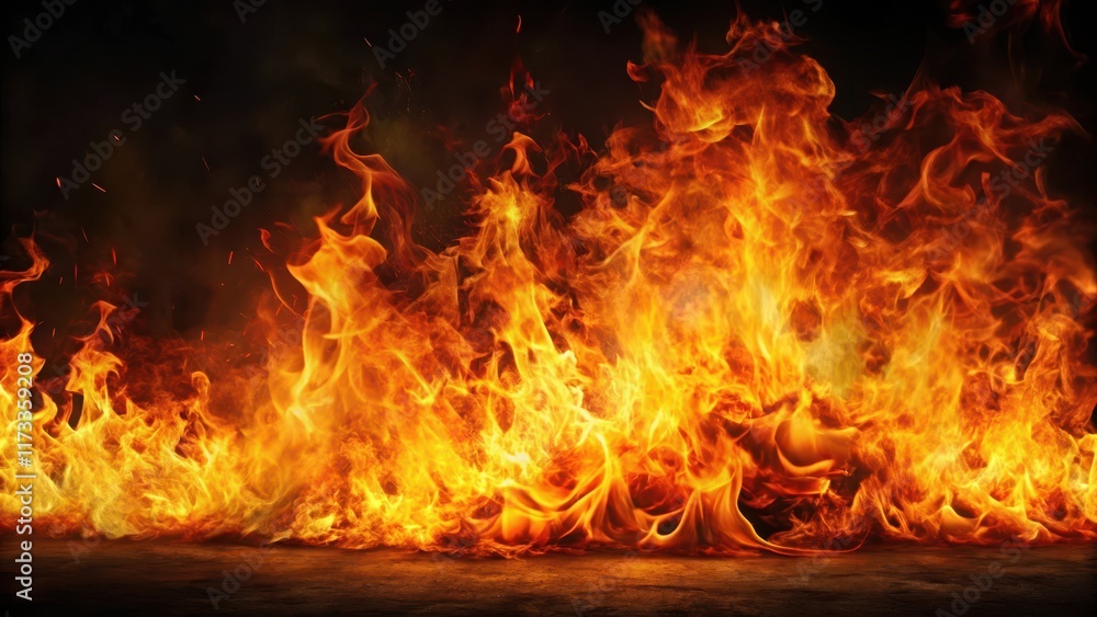 Blazing inferno on dark canvas, raging fire, flames, raging fire,flames Blazing inferno on dark canvas, raging fire, flames, raging fire,flames