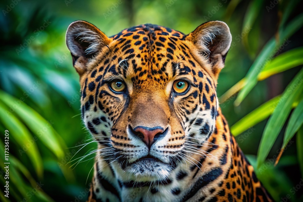 Majestic American Jaguar: Endangered Wildlife Portrait Majestic American Jaguar: Endangered Wildlife Portrait