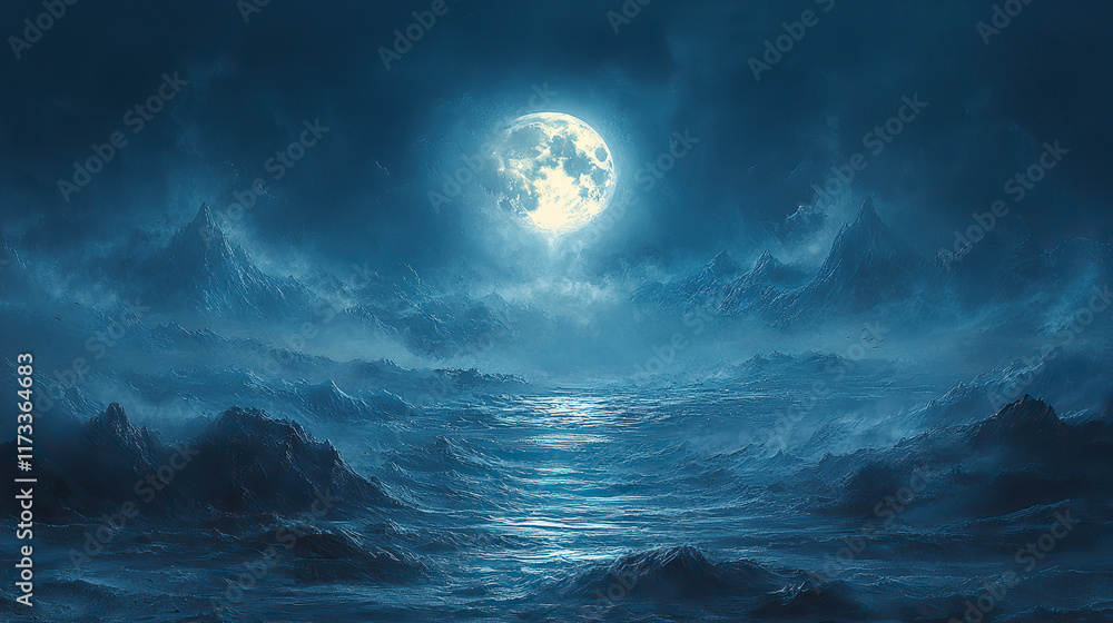 Fototapeta premium lunar landscape, moon surface, craters, moon rocks, barren, moon dust, desolate, otherworldly, celestial, moonlight, serene, vast, gray terrain, moon mountains, cosmic, moon valleys, moon plains, moon