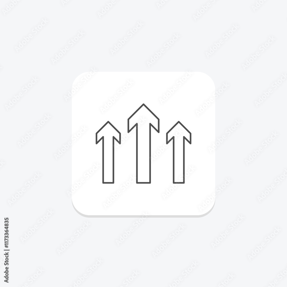 Three Up Arrow thinline icon , vector, pixel perfect, illustrator file Three Up Arrow thinline icon , vector, pixel perfect, illustrator file