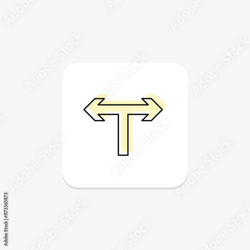 Free T Junction color shadow thinline icon , vector, pixel perfect, illustrator file