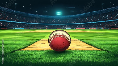 Obraz na płótnie Baseball at Night in a Crowded Stadium w salonie