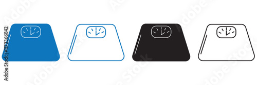 Print Scale icon flat line symbol set.