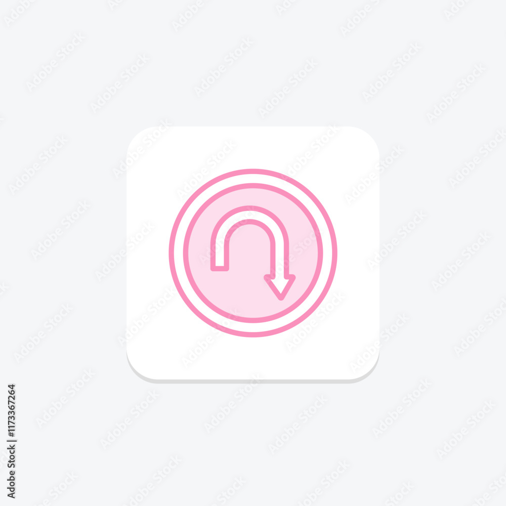 U Turn duotone line icon , vector, pixel perfect, illustrator file