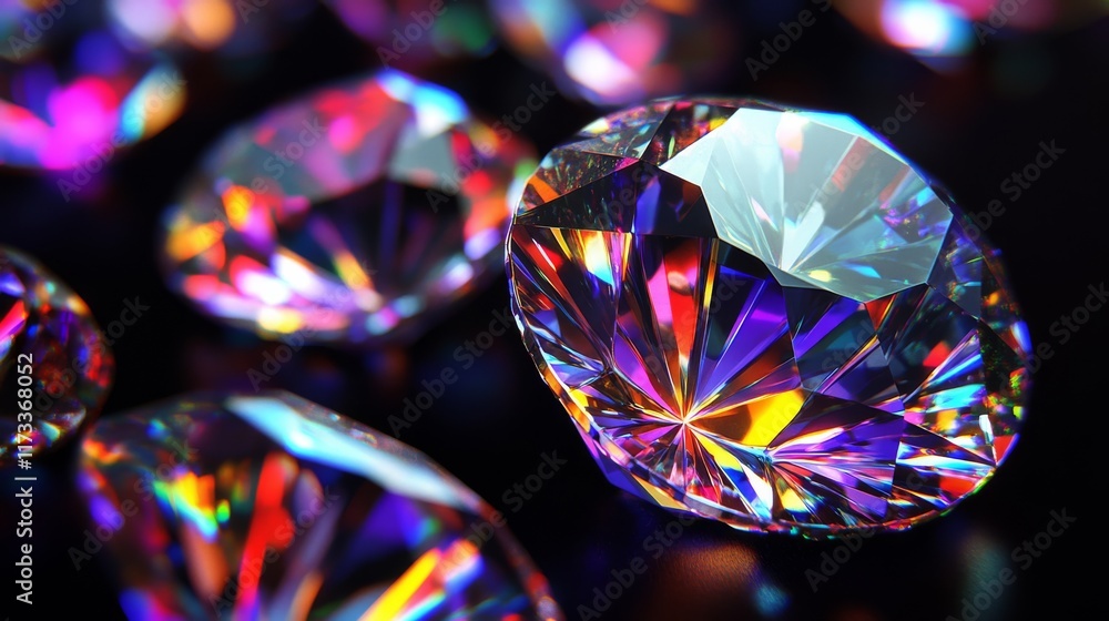 A close up of a diamond with a rainbow of colors A close up of a diamond with a rainbow of colors