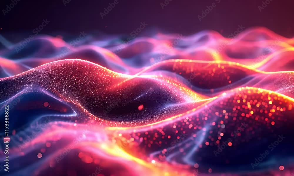 Abstract glowing waves with particles. Abstract glowing waves with particles.