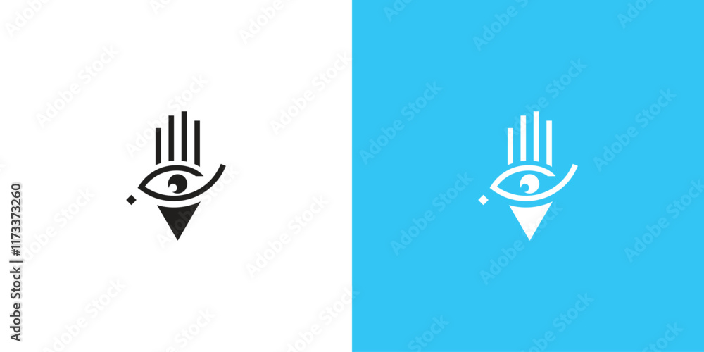 Obraz premium Hand eye logo design with modern concept premium vector