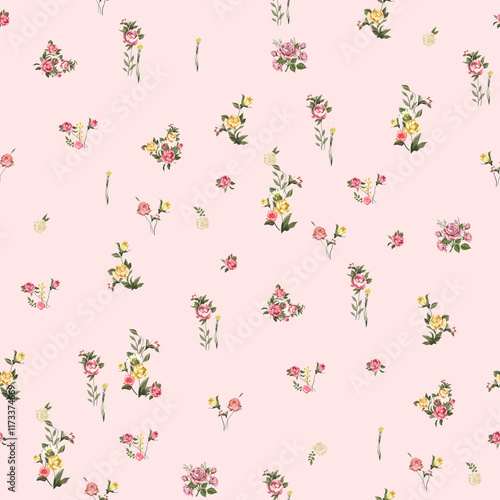seamless pattern bouquet rose floral