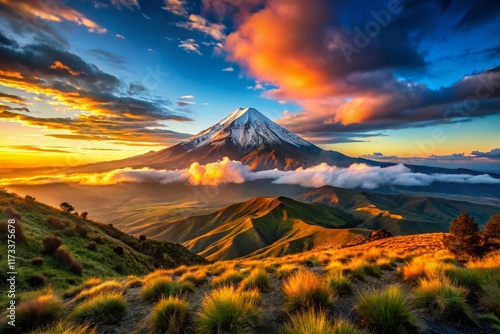 Majestic Mt. Chimborazo: Ecuadorian Andes Peak at Sunrise, Dramatic Landscape Photography