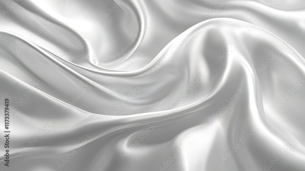 Obraz premium Elegant white silk fabric texture, soft folds, luxurious background, ideal for design.