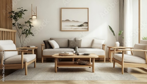 Wallpaper Mural Modern Minimalist Living Room Interior Design Wooden Furniture Cozy Decor Torontodigital.ca