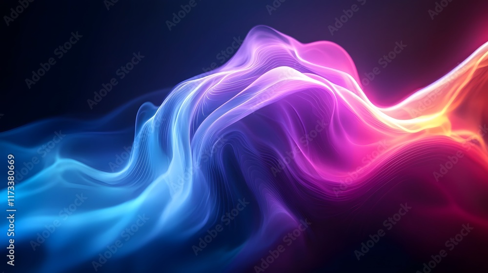 Fototapeta premium Abstract Glowing Curved Spaces Forming Radiant Holographic Effects in Cyberspace Digital