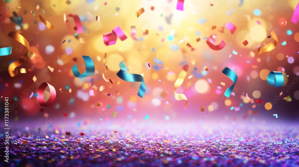 A colorful explosion of confetti is falling from the sky A colorful explosion of confetti is falling from the sky