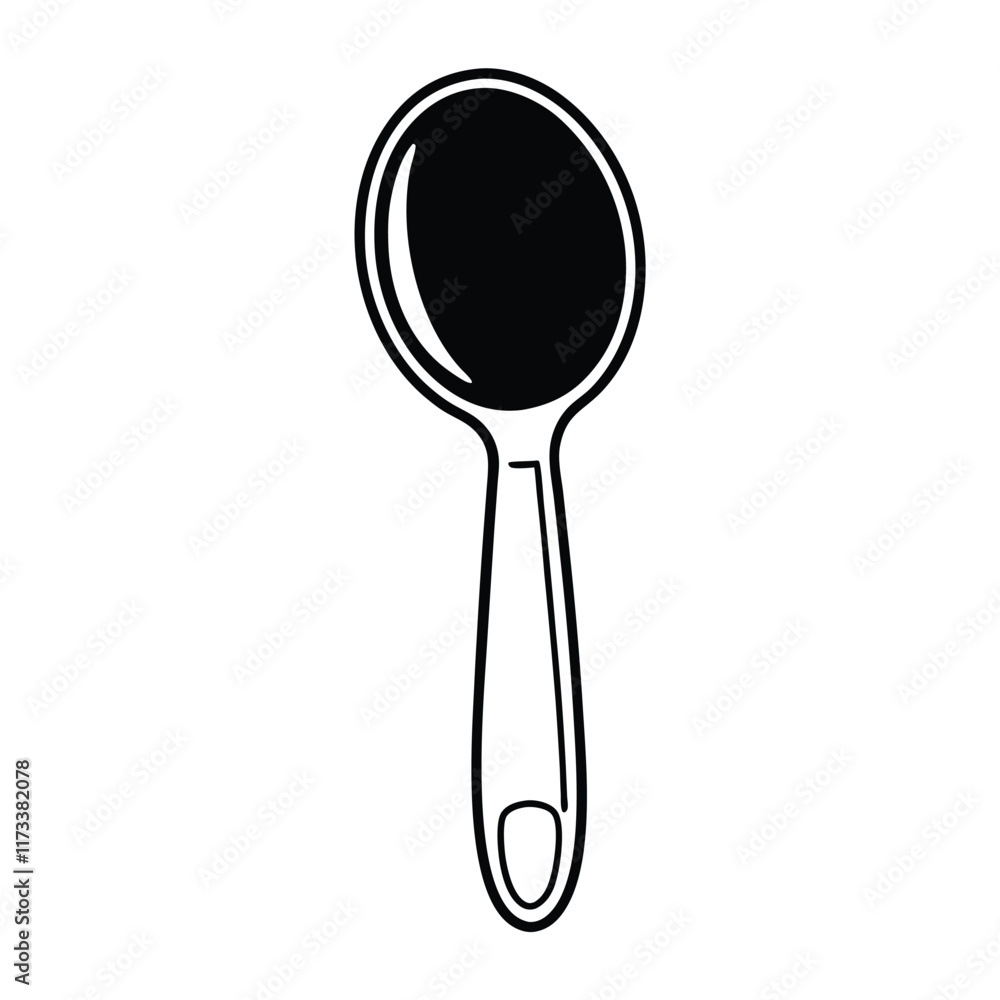 a vector silhouette of a simple spoon with a rounded bowl and a slightly curved handle a vector silhouette of a simple spoon with a rounded bowl and a slightly curved handle
