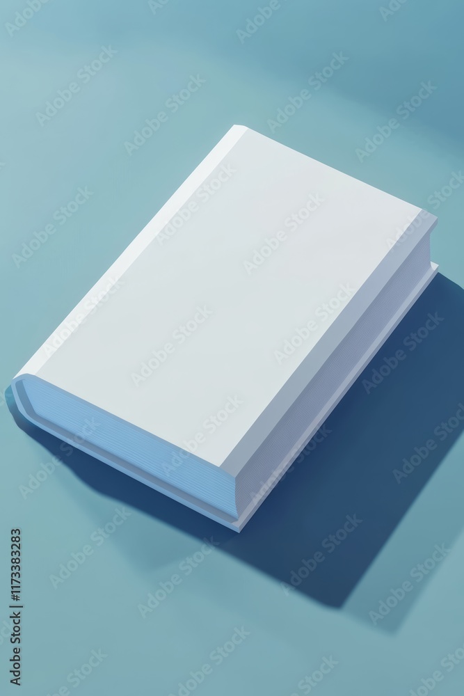 A white book with a blue background. The book is open to a page with a blue background A white book with a blue background. The book is open to a page with a blue background