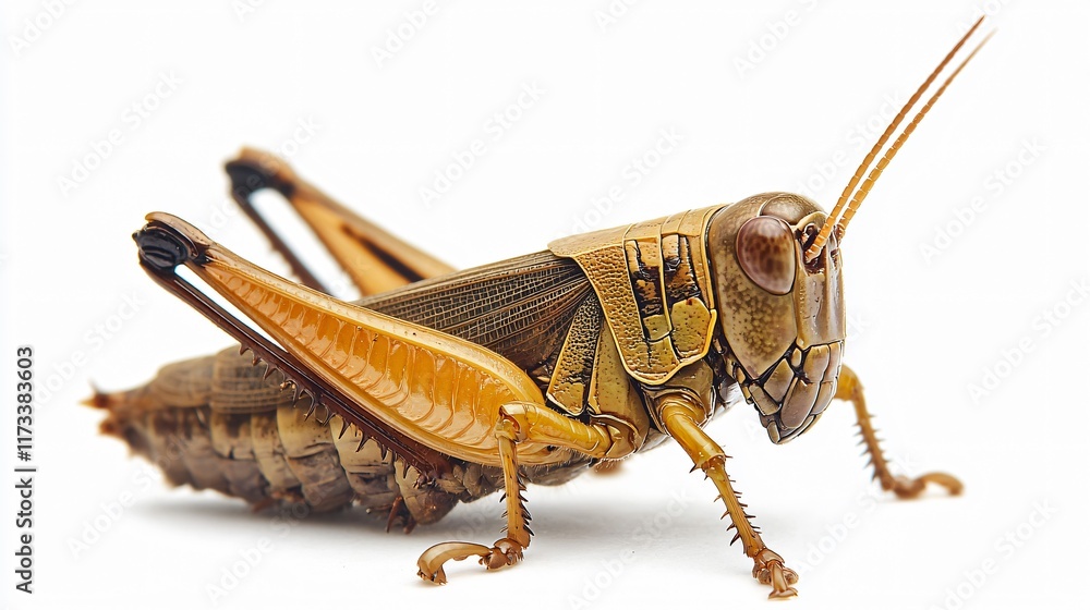 Fototapeta premium Detailed Closeup of a Brown Grasshopper Insect