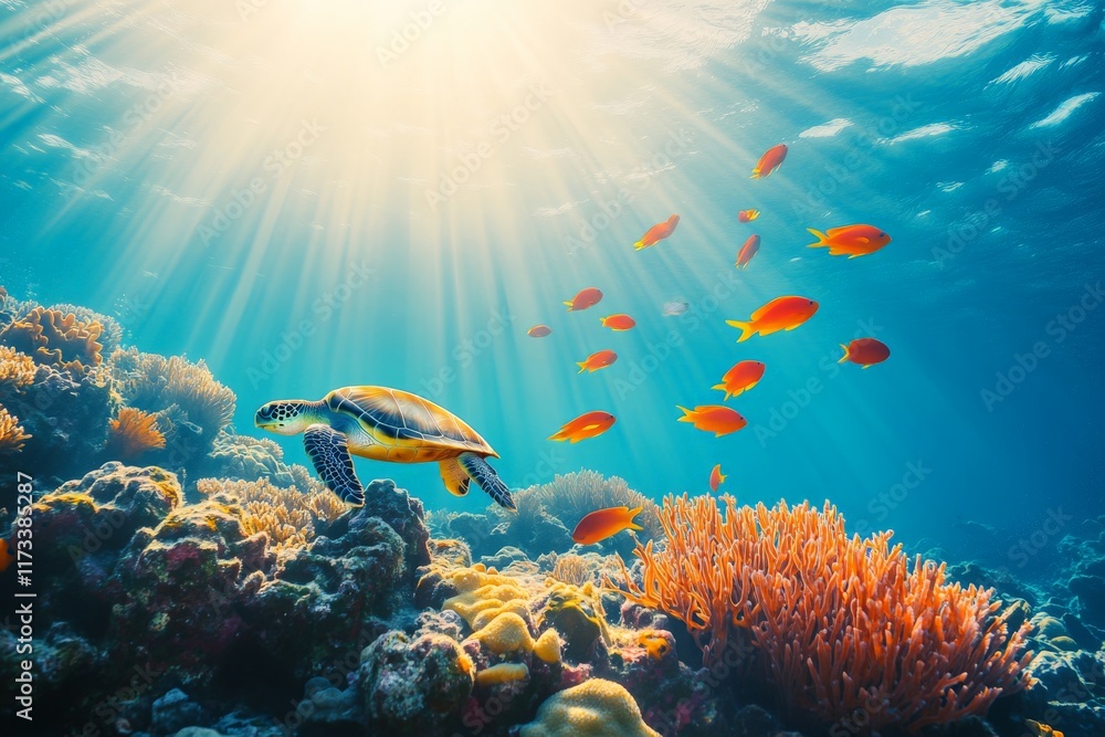 Naklejka premium vibrant coral reef teeming