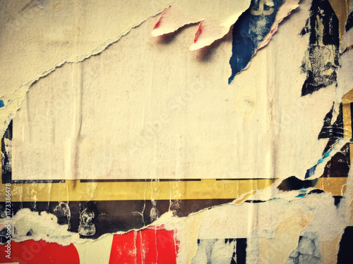 Old ripped aesthetic torn blank grunge posters backgrounds creased crumpled paper backdrop surface empty space for text