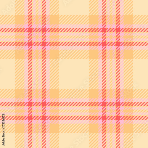 Sewing background tartan seamless, clan plaid fabric vector. Girl textile pattern check texture in orange and moccasin colors.