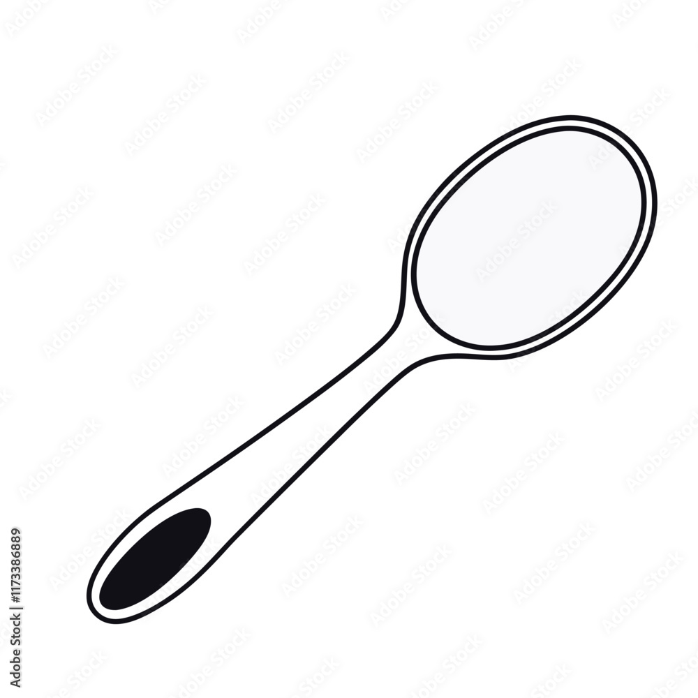 a vector silhouette of a simple spoon with a rounded bowl and a slightly curved handle